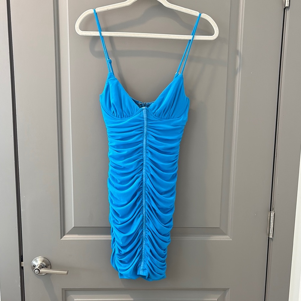 White Fox Long Goodbyes Mini Dress - Blue - Size S